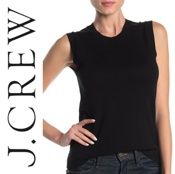 J. Crew Tops - J. Crew Black Sleeveless Cotton Crew Neck Top